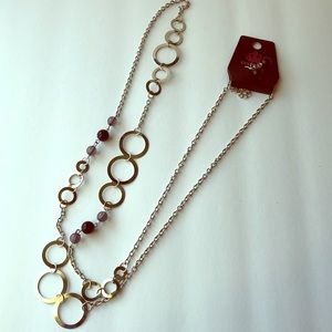 Silver and Black Necklace and Earring Set